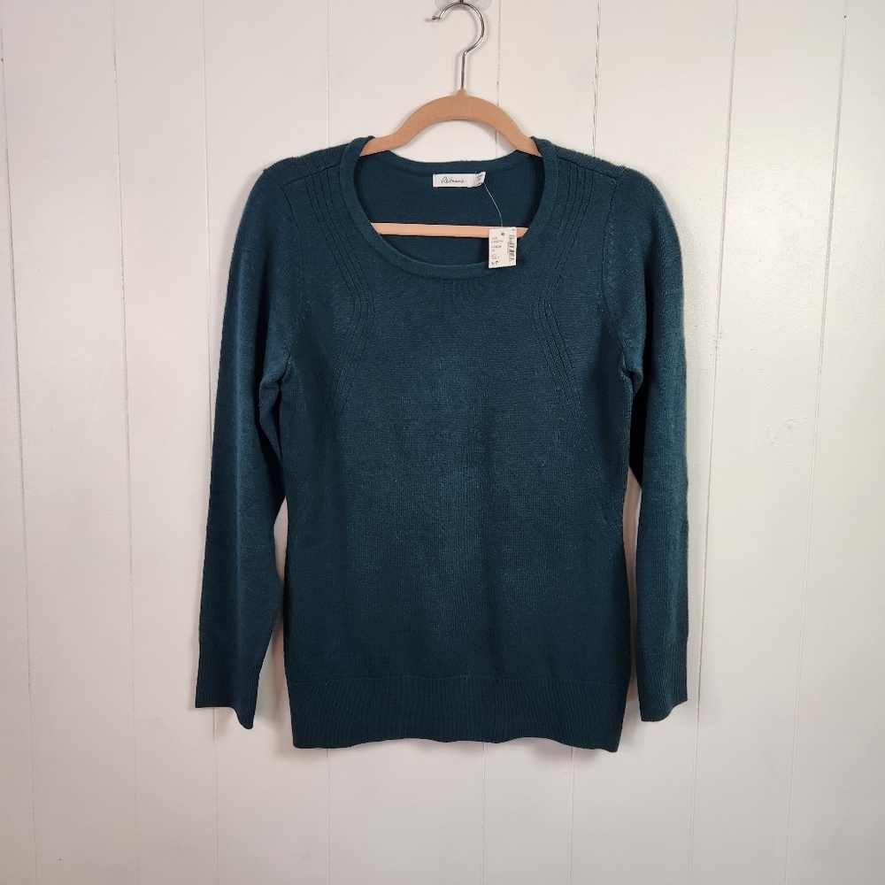 Reitmans Green Stretchy Fuzzy Cozy Long Sleeve Sweater Crew Neck New NWT Small - Picture 2 of 7